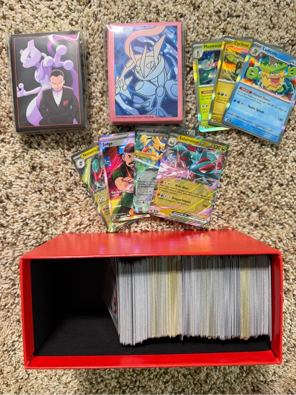 Lot Bundle of 350 Pokemon Cards and 2 Packs of Sleeves 2021-2025